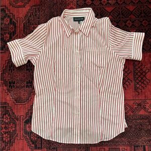Jones New York Red and White Striped Casual Shirt